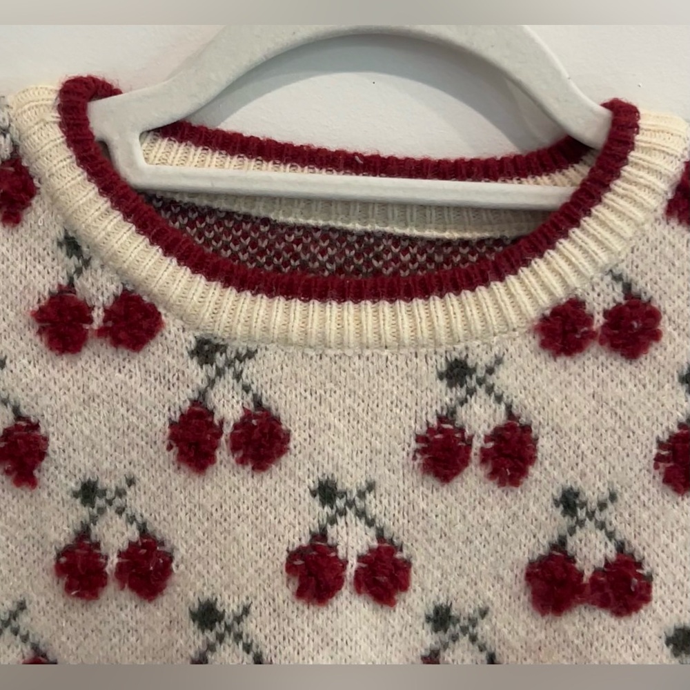 Cider Cherry Pattern Knit Crop Top Size S - Picture 8 of 11
